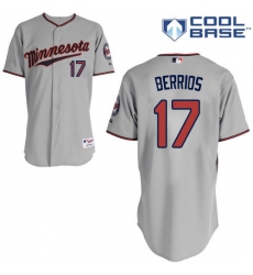 Men's Majestic Minnesota Twins #17 Jose Berrios Authentic Grey Road Cool Base MLB Jersey