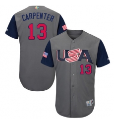 Youth USA Baseball Majestic #13 Matt Carpenter Gray 2017 World Baseball Classic Authentic Team Jersey
