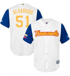 Men's Venezuela Baseball Majestic #51 Jose Alvarado White 2017 World Baseball Classic Replica Team Jersey