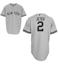 Men's Majestic New York Yankees #2 Derek Jeter Authentic Grey Name On Back MLB Jersey