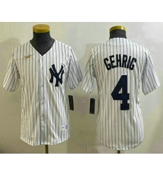 Youth New York Yankees #4 Lou Gehrig White Throwback Stitched Cool Base Nike Jersey