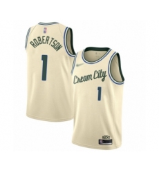 Men's Milwaukee Bucks #1 Oscar Robertson Swingman Cream Basketball Jersey - 2019 20 City Edition