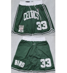 Men's Boston Celtics #33 Larry Bird Green Shorts (Run Small)