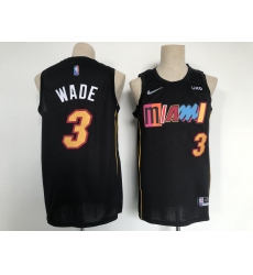 Men's Miami Heat 2021-22 City Edition #3 Dwyane Wade Black Stitched Basketball Jersey