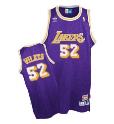 Men's Adidas Los Angeles Lakers #52 Jamaal Wilkes Swingman Purple Throwback NBA Jersey