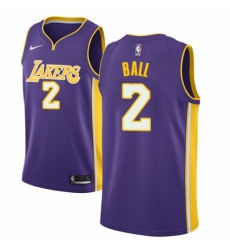 Women's Nike Los Angeles Lakers #2 Lonzo Ball Authentic Purple NBA Jersey - Icon Edition