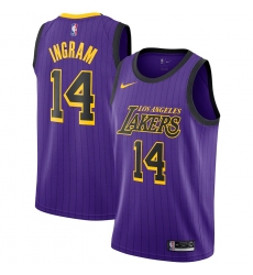 Men's Nike Los Angeles Lakers #14 Brandon Ingram  Purple stripe NBA Jersey