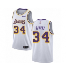 Youth Los Angeles Lakers #34 Shaquille O'Neal Swingman White Basketball Jerseys - Association Edition