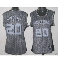 Women's Adidas San Antonio Spurs #20 Manu Ginobili Swingman Grey Static Fashion NBA Jersey