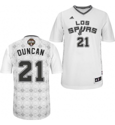 Men's Adidas San Antonio Spurs #21 Tim Duncan Swingman White New Latin Nights NBA Jersey