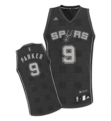 Men's Adidas San Antonio Spurs #9 Tony Parker Swingman Black Rhythm Fashion NBA Jersey
