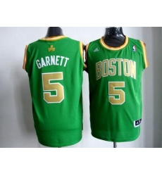 Celtics #5 Kevin Garnett Stitched Green Gold Number NBA Jersey
