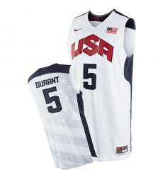 Men's Nike Team USA #5 Kevin Durant Authentic White 2012 Olympics Basketball Jersey