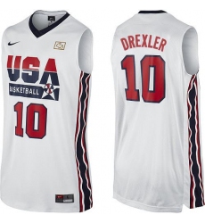 Men's Nike Team USA #10 Clyde Drexler Swingman White 2012 Olympic Retro Basketball Jersey
