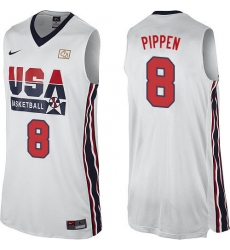 Men's Nike Team USA #8 Scottie Pippen Swingman White 2012 Olympic Retro Basketball Jersey