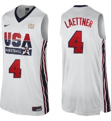 Men's Nike Team USA #4 Christian Laettner Authentic White 2012 Olympic Retro Basketball Jersey