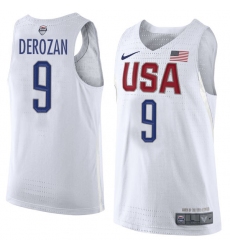 Men's Nike Team USA #9 DeMar DeRozan Swingman White 2016 Olympic Basketball Jersey