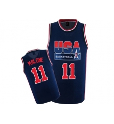 Men's Nike Team USA #11 Karl Malone Swingman Navy Blue 2012 Olympic Retro Basketball Jersey