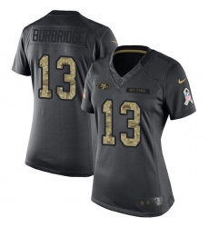 Women's Nike San Francisco 49ers #13 Aaron Burbridge Limited Black 2016 Salute to Service NFL Jersey