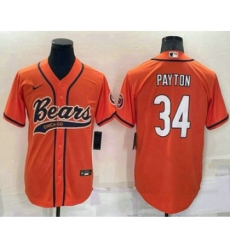 Men's Chicago Bears #34 Walter Payton Orange Stitched MLB Cool Base Nike Baseball Jersey