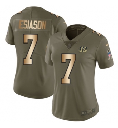 Women's Nike Cincinnati Bengals #7 Boomer Esiason Limited Olive/Gold 2017 Salute to Service NFL Jersey