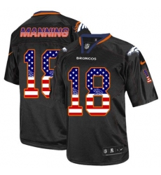 Men's Nike Denver Broncos #18 Peyton Manning Elite Black USA Flag Fashion NFL Jersey
