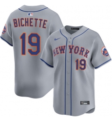 Men's New York Mets #19 Bo Bichette 2026 Gray Limited Stitched Baseball Jersey
