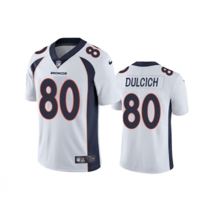 Men's Denver Broncos #80 Greg Dulcich White Vapor Untouchable Stitched Jersey