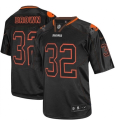 Men's Nike Cleveland Browns #32 Jim Brown Elite Lights Out Black NFL Jersey