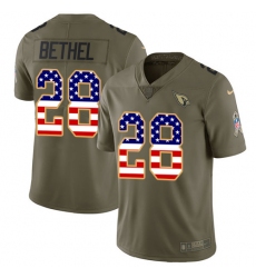 Youth Nike Arizona Cardinals #28 Justin Bethel Limited Olive/USA Flag 2017 Salute to Service NFL Jersey