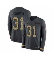 Men's Nike Arizona Cardinals #31 David Johnson Limited Black Salute to Service Therma Long Sleeve NFL Jersey