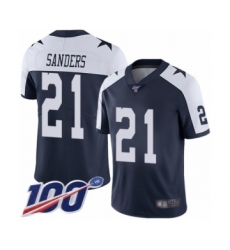 Men's Dallas Cowboys #21 Deion Sanders Navy Blue Throwback Alternate Vapor Untouchable Limited Player 100th Season Football Jersey