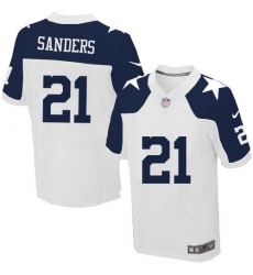 Men's Nike Dallas Cowboys #21 Deion Sanders Elite White Throwback Alternate NFL Jersey