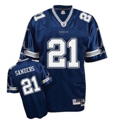 Reebok Dallas Cowboys #21 Deion Sanders Navy Blue Team Color Replica Throwback NFL Jersey