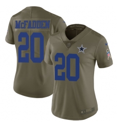 Women's Nike Dallas Cowboys #20 Darren McFadden Limited Olive 2017 Salute to Service NFL Jersey