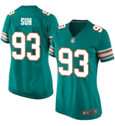 Women's Nike Miami Dolphins #93 Ndamukong Suh Game Aqua Green Alternate NFL Jersey