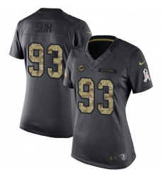 Women's Nike Miami Dolphins #93 Ndamukong Suh Limited Black 2016 Salute to Service NFL Jersey