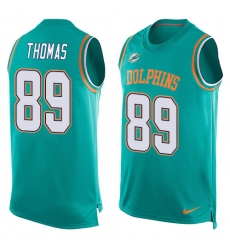 Men's Nike Miami Dolphins #89 Julius Thomas Limited Aqua Green Player Name & Number Tank Top NFL Jersey