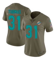 Women's Nike Miami Dolphins #31 Michael Thomas Limited Olive 2017 Salute to Service NFL Jersey