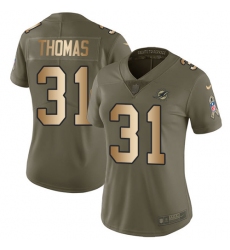 Women's Nike Miami Dolphins #31 Michael Thomas Limited Olive/Gold 2017 Salute to Service NFL Jersey