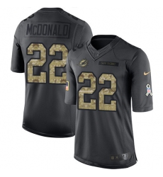 Men's Nike Miami Dolphins #22 T.J. McDonald Limited Black 2016 Salute to Service NFL Jersey