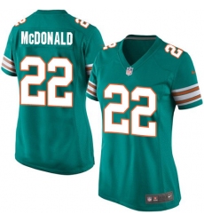 Women's Nike Miami Dolphins #22 T.J. McDonald Game Aqua Green Alternate NFL Jersey
