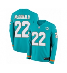 Youth Nike Miami Dolphins #22 T.J. McDonald Limited Aqua Therma Long Sleeve NFL Jersey