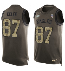 Men's Nike Philadelphia Eagles #87 Brent Celek Limited Green Salute to Service Tank Top NFL Jersey