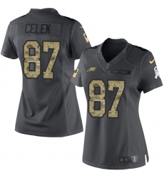 Women's Nike Philadelphia Eagles #87 Brent Celek Limited Black 2016 Salute to Service NFL Jersey