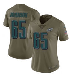 Women's Nike Philadelphia Eagles #65 Lane Johnson Limited Olive 2017 Salute to Service NFL Jersey