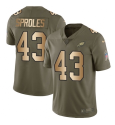 Men's Nike Philadelphia Eagles #43 Darren Sproles Limited Olive/Gold 2017 Salute to Service NFL Jersey