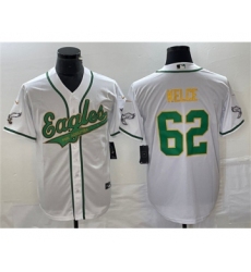 Men's Nike Philadelphia Eagles #62 Jason Kelce White Gold Cool Base Baseball Stitched Jersey