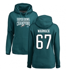 Women's Nike Philadelphia Eagles #67 Chance Warmack Green Super Bowl LII Champions Pullover Hoodie