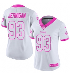 Women's Nike Philadelphia Eagles #93 Timmy Jernigan Limited White/Pink Rush Fashion NFL Jersey
